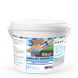 Bikol® Capillary Barrier + е готов за употреба тиксотропен хидоизолационен гел с pH 7-8, прониква лесно в порестия субстрат и прави зидарията хидрофобна, благодарение на което се възпрепятства капилярно покачващата се влага, като в същото време не се променя свойството на зидарията да диша. Bikol® Capillary Barrier + се инжектиране лесно чрез пистолет. Разфасовка - кофа с обем 5 кг