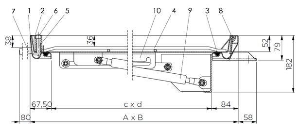 Схема на размери за монтаж на капак за шахта до басейн HagoDeck BV-GD и BVE-GD