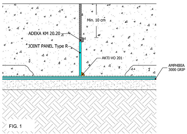 Приложения на водиспиращият панел JOINT PANEL Type R в технически фуги в комбинация с водонабъбващ профили