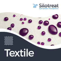 SiloTreat® Textile е уникална система на база силоксан, предназначена за хидрофобиране и олеофобиране на естествени текстилни материали.
Благодарение на повишеното, повърхностно напрежение, тъканите не попиват в дълбочина попадналата върху тях вода, течности и други замърсители.
SiloTreat® Textile благоприятства лесното поддържане на обработените с него тъкани и запазва дишащата способност.