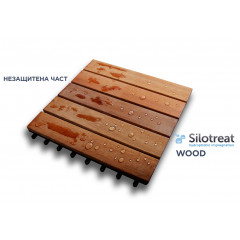 SiloTreat® WOOD is an impregnator for wood and wood products. The product prevents water and other liquids (coffee, wine, etc.) from penetrating the surface. In addition, it facilitates easy cleaning of treated surfaces by giving them hydrophobic and oleophobic properties.