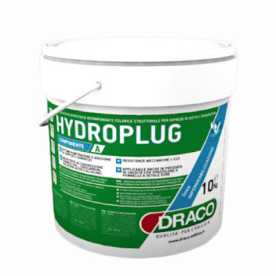 HYDROPLUG е специален, предварително подготвен циментов биндер, специално създаден за незабавно спиране на течове в бетонни конструкции и стени, хидроизолиране на конструктивни фуги между стени и подове, и корави връзки, за уплътняване на дълбоки пукнатини и проходни цепнатини, в комбинация с хидрофилен мастик