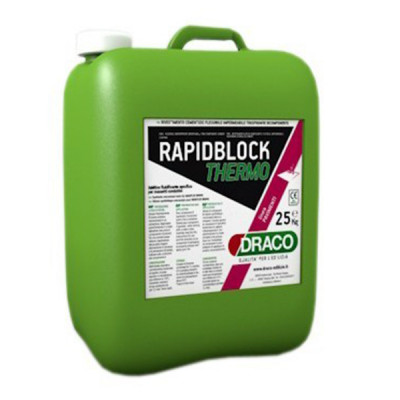 RAPIDBLOCK THERMO е добавка за замазка за подово отопление на база синтетични полимери. Подходяща е за използване при доставка на цименто-пясъчни смеси с автомиксер.