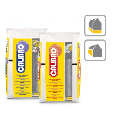 CALIBRO PLUS EVAPORATION is a dehumidifying system formulated to restore plaster on damp walls, both indoors and outdoors.