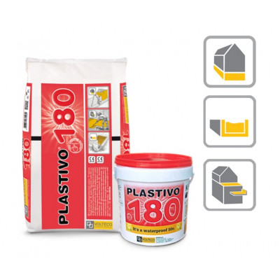 PLASTIVO 180 is a polymer-modified two-component thixotropic flexible waterproofing coating with CORE CURING TECHNOLOGY for an effective curing both in the presence of low temperatures and partially damp surfaces.