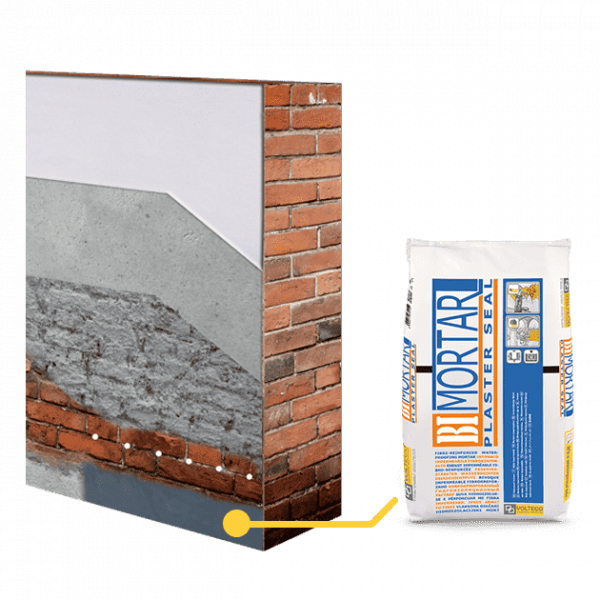BI MORTAR PLASTER SEAL is a thick waterproof plaster even in negative hydraulic pressure conditions, when no movement and/or settling is expected in the treated structures.